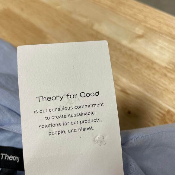 Theory NWT Ruffle Sleeve Dress in Organic Cotton Size 4 Baby Blue Midi V-Neck - Picture 6 of 12